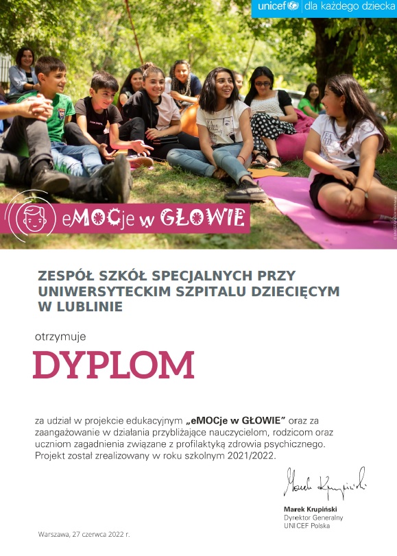 Projekt edukacyjny UNICEF „eMOCje w GŁOWIE”