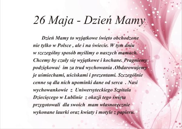 26 maja - Dzień Mamy