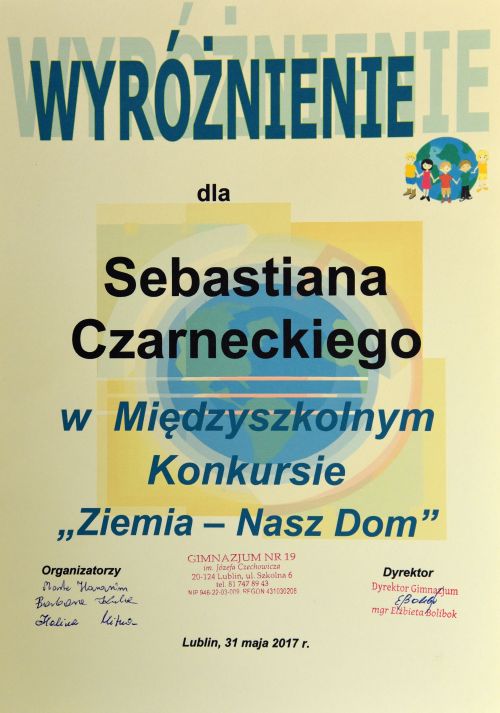 Wyniki Międzyszkolnego Konkursu Przyrodniczego „Ziemia – Nasz Dom”