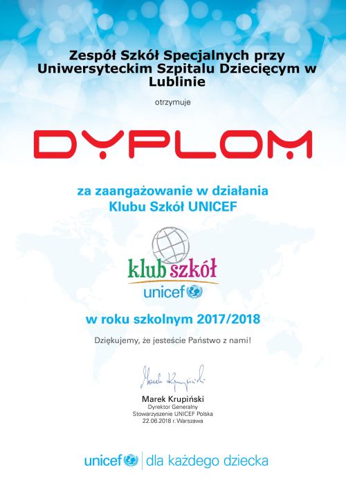 UNICEF Dyplom